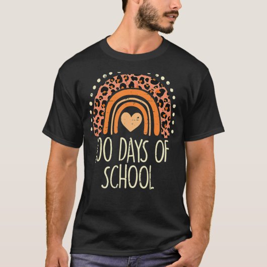 Niedlich Peach Leopard Regenbogen 100 Days School T-Shirt (Vorderseite)