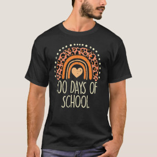 Niedlich Peach Leopard Regenbogen 100 Days School T-Shirt