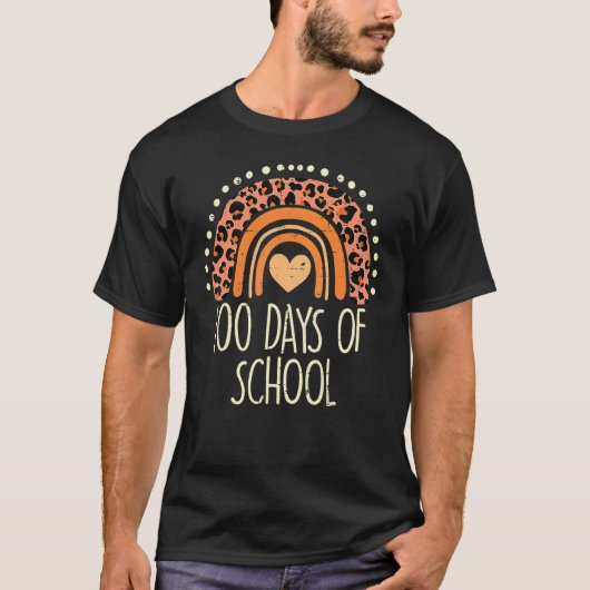 Niedlich Peach Leopard Regenbogen 100 Days School T-Shirt (Vorderseite)