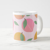 Niedlich Peach Orange Fruchtmuster Pink Jumbo-Tasse (Vorderseite Rechts)