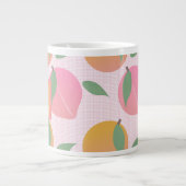 Niedlich Peach Orange Fruchtmuster Pink Jumbo-Tasse (Vorderseite)