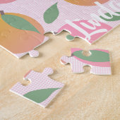 Niedlich Peach Orange Fruchtmuster Pink Puzzle (Seite)