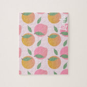Niedlich Peach Orange Fruchtmuster Pink Puzzle (Vertikal)