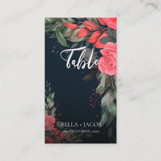 Niedlich Peach Orange Gray Floral Script Hochzeit Platzkarte (Vorderseite)