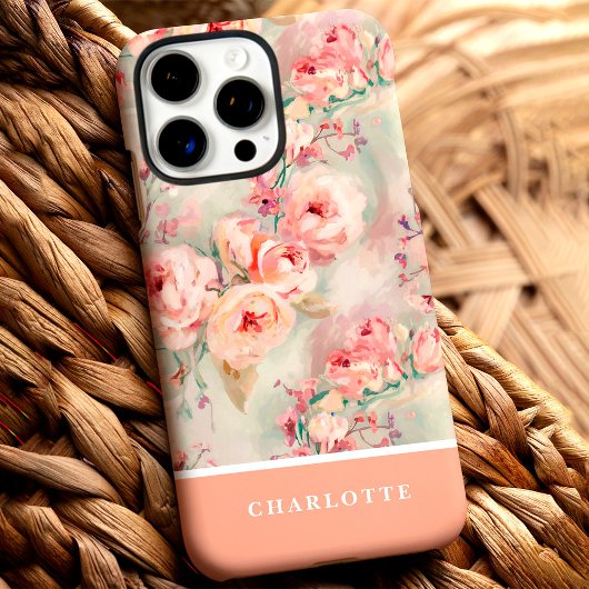 Niedlich Peach Rose Individuelle Name Blumenkohl Case-Mate iPhone Hülle