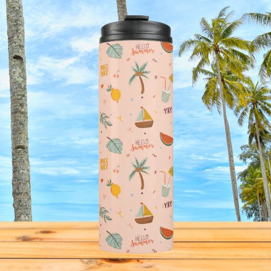 Niedlich Peach Summer farbenfroh Thermosbecher