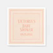 Niedlich Peach White Modern Typografy Baby Dusche Serviette (Vorderseite)
