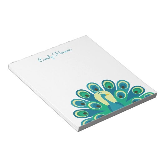 Niedlich Peacock Personalisiert Notepad Notizblock (angewinkelt)