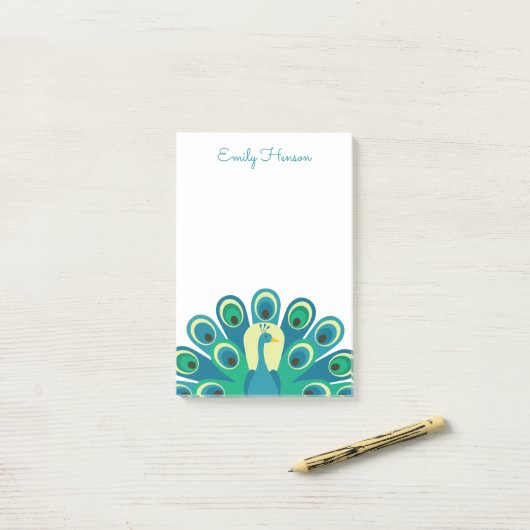 Niedlich Peacock Personalisiert Post-it Notepad Klebezettel (Auf Schreibtisch)