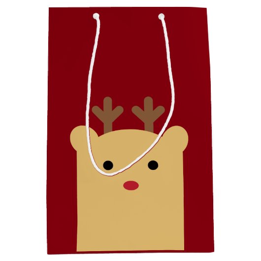Niedlich Peekaboo Reindeer Holiday Geschenktasche Mittlere Geschenktüte (Vorderseite)