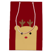 Niedlich Peekaboo Reindeer Holiday Geschenktasche Mittlere Geschenktüte (Rückseite)