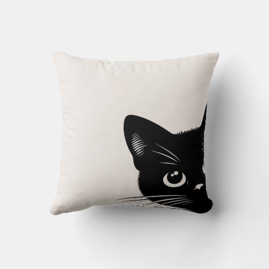 Niedlich Peeking Black Cat Kissen (Rückseite)