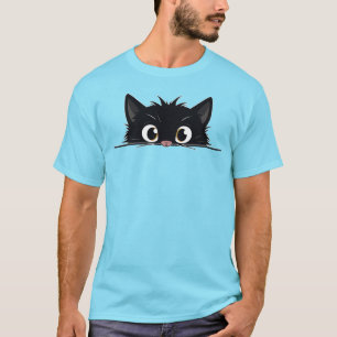 Niedlich Peeking Black Cat T-Shirt