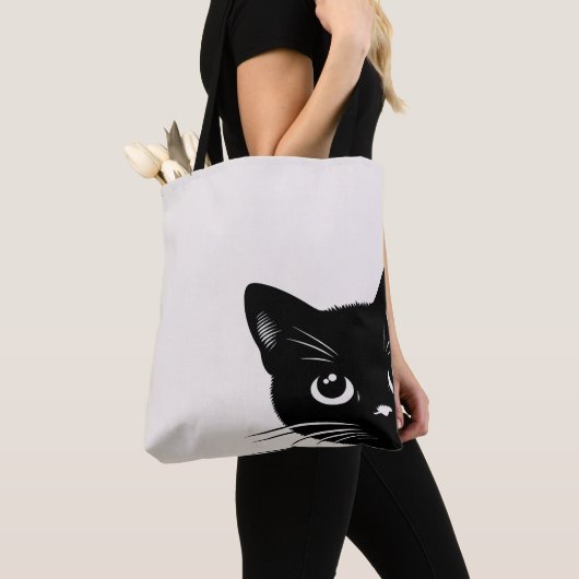 Niedlich Peeking Black Cat Tasche (Von Nahem)
