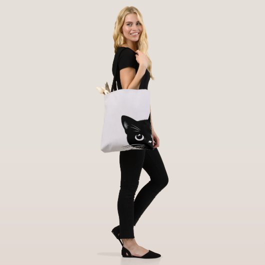 Niedlich Peeking Black Cat Tasche (Am Model)