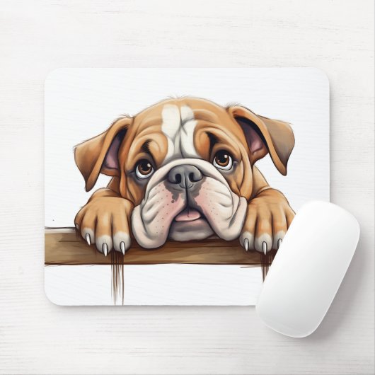 Niedlich Peeking Bulldog Mousepad (Mit Mouse)