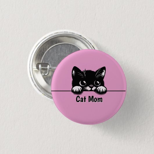 Niedlich Peeking Cat Design Button (Vorne & Hinten)