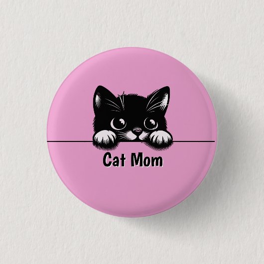Niedlich Peeking Cat Design Button (Vorderseite)