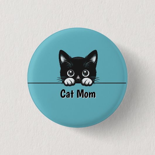 Niedlich Peeking Cat Design Button (Vorderseite)