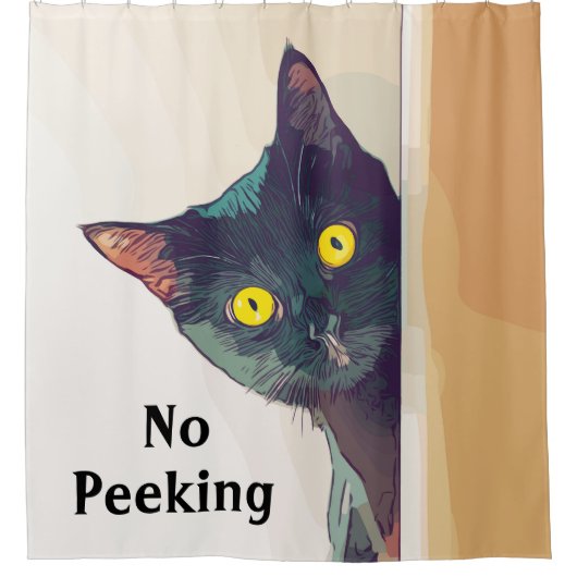 Niedlich Peeking Cat Design Duschvorhang (Vorderseite)