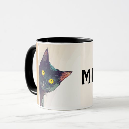 Niedlich Peeking Cat Design Kaffee Tasse (Vorderseite Links)