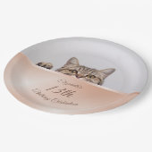 Niedlich Peeking Cat Rose Gold | Benutzerdefiniert Pappteller (Schrägansicht)