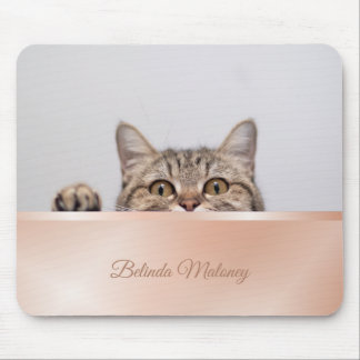 Niedlich Peeking Cat Rose Gold Monogramm Mousepad