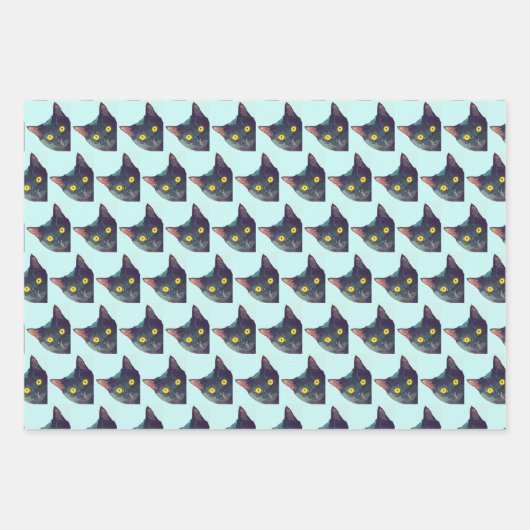 Niedlich Peeking Cat Wrapping Paper Sheets Geschenkpapier Set (Vorderseite 2)
