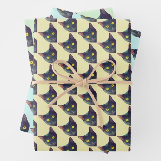 Niedlich Peeking Cat Wrapping Paper Sheets Geschenkpapier Set (Beispiel)