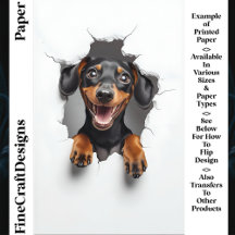 Niedlich Peeking Dackel Dog Puppy CN8 Craft Papier