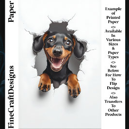 Niedlich Peeking Dackel Dog Puppy CN8 Craft Papier