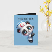 Niedlich Peeking Nurse hinzufügen Nachricht Panda Karte (Gelbe Blume)