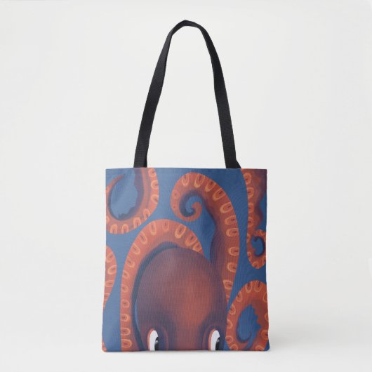 Niedlich Peeking Orange Octopus Sea Life Tasche (Vorderseite)