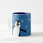Niedlich Peeking Pinguin Winter Blau Personalisier Zweifarbige Tasse (Vorderseite Links)