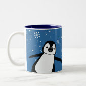 Niedlich Peeking Pinguin Winter Blau Personalisier Zweifarbige Tasse (Links)