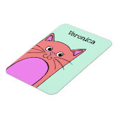 Niedlich Peeking Pink Cat Personalisiert Magnet (Linke Seite)