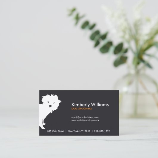 Niedlich Peeking Pup Dog Walker, Groomer, Trainer Visitenkarte (Stehend Vorderseite)