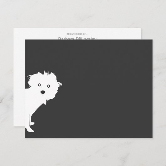 Niedlich Peeking Pup Flat Notecard Mitteilungskarte (Vorne/Hinten)