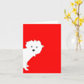 Niedlich Peeking Pup Pup on Red Karte (Gelbe Blume)