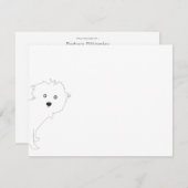 Niedlich Peeking Pup White Flat Notecard Mitteilungskarte (Vorne/Hinten)