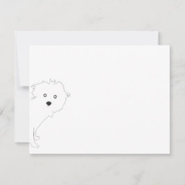 Niedlich Peeking Pup White Flat Notecard Mitteilungskarte
