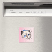 Niedlich Peeking Ragdoll Cat Magnet (In Situ (Geschirrspüler))