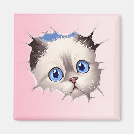 Niedlich Peeking Ragdoll Cat Magnet (Vorne)
