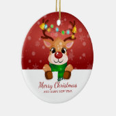 Niedlich Peeking Reindeer Weihnachtsgrüßen Keramik Ornament (Rechts)