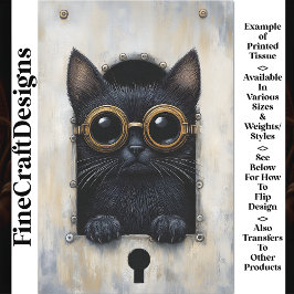 Niedlich Peeking Steampunk Black Kitten AP4 Decoup Seidenpapier