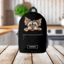 Niedlich Peeking Yorkie auf schwarz mit Namen