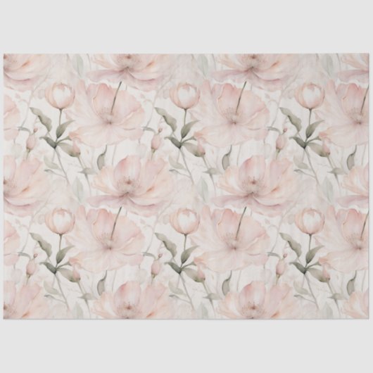 Niedlich Pellrosa Wasserfarbenpeonys Seidenpapier (Vorderseite)