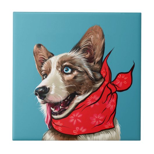 Niedlich Pembroke Welsh Corgi Fliese (Vorderseite)