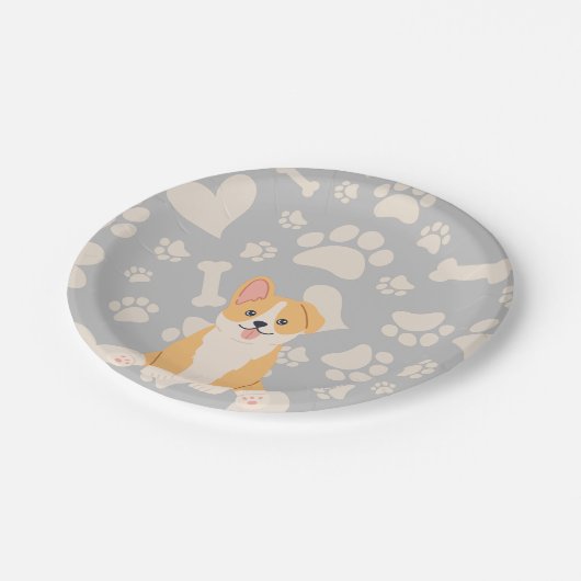 Niedlich Pembroke Welsh Corgi Pappteller (Schrägansicht)