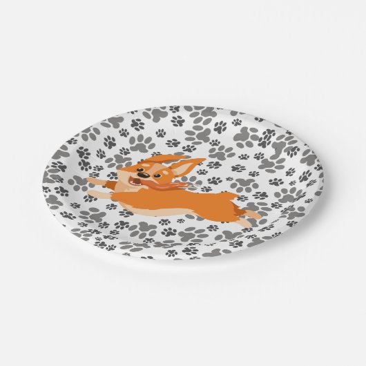 Niedlich Pembroke Welsh Corgi Pappteller (Schrägansicht)